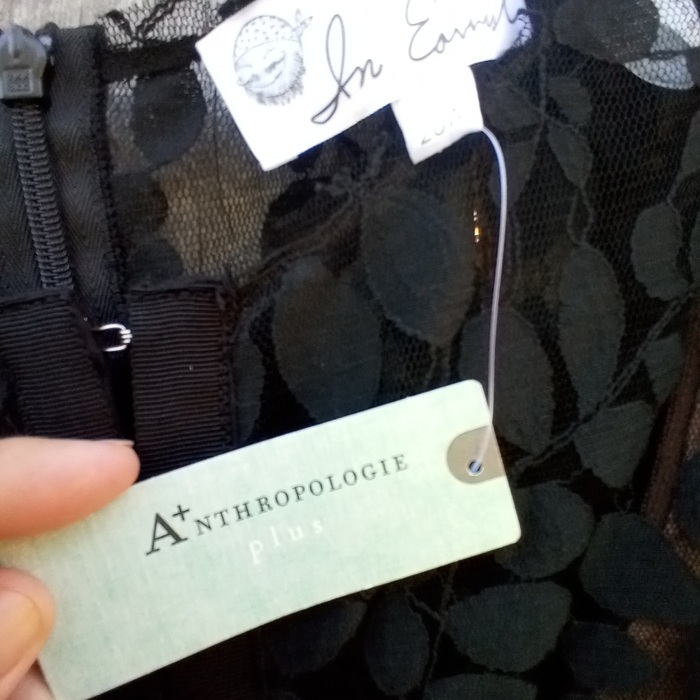 Anthropologie Byron Lars Parissima Dress Womens 20W Black Sheath Lace Bodycon - Picture 14 of 16